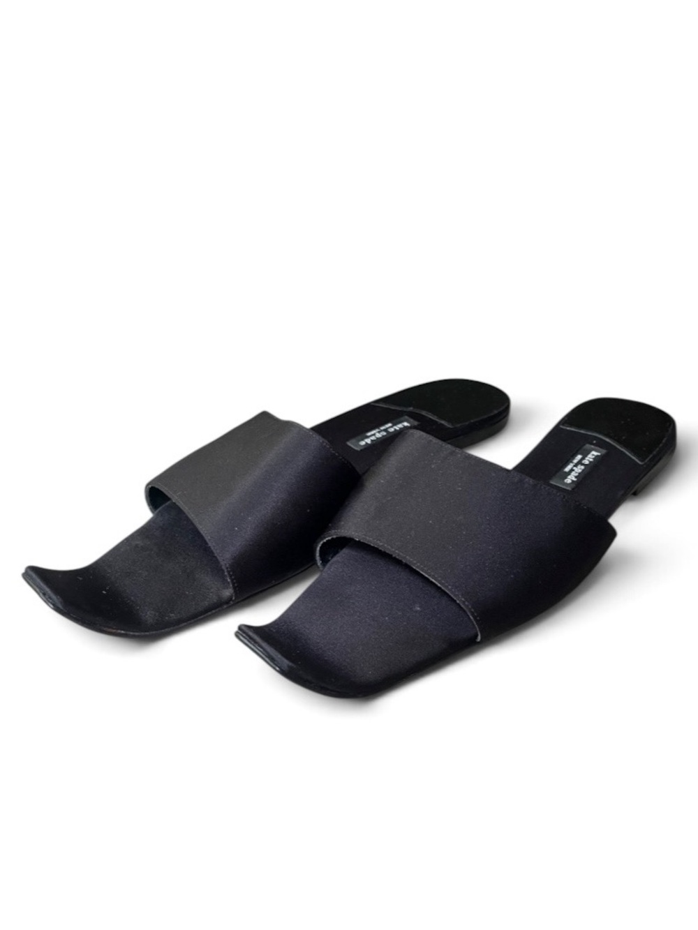 Vintage Kate Spade New York Carnegie Black Silk Slides Slip-Ons, sz 9, MSRP $258